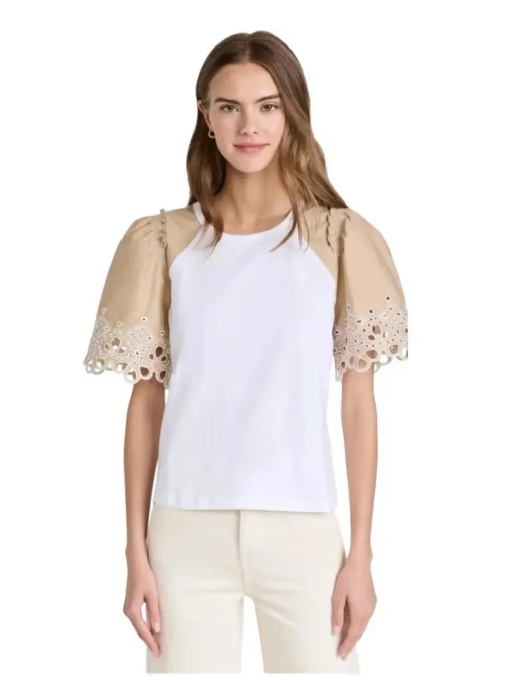 Veronica Beard Briana Short Puffed Sleeve Top Size Medium - Picture 2 of 9